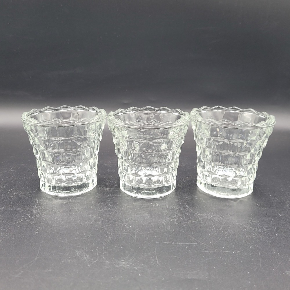 Set Of 3 Vintage Whitehall By Indiana Glass Votive Tea Light Holders